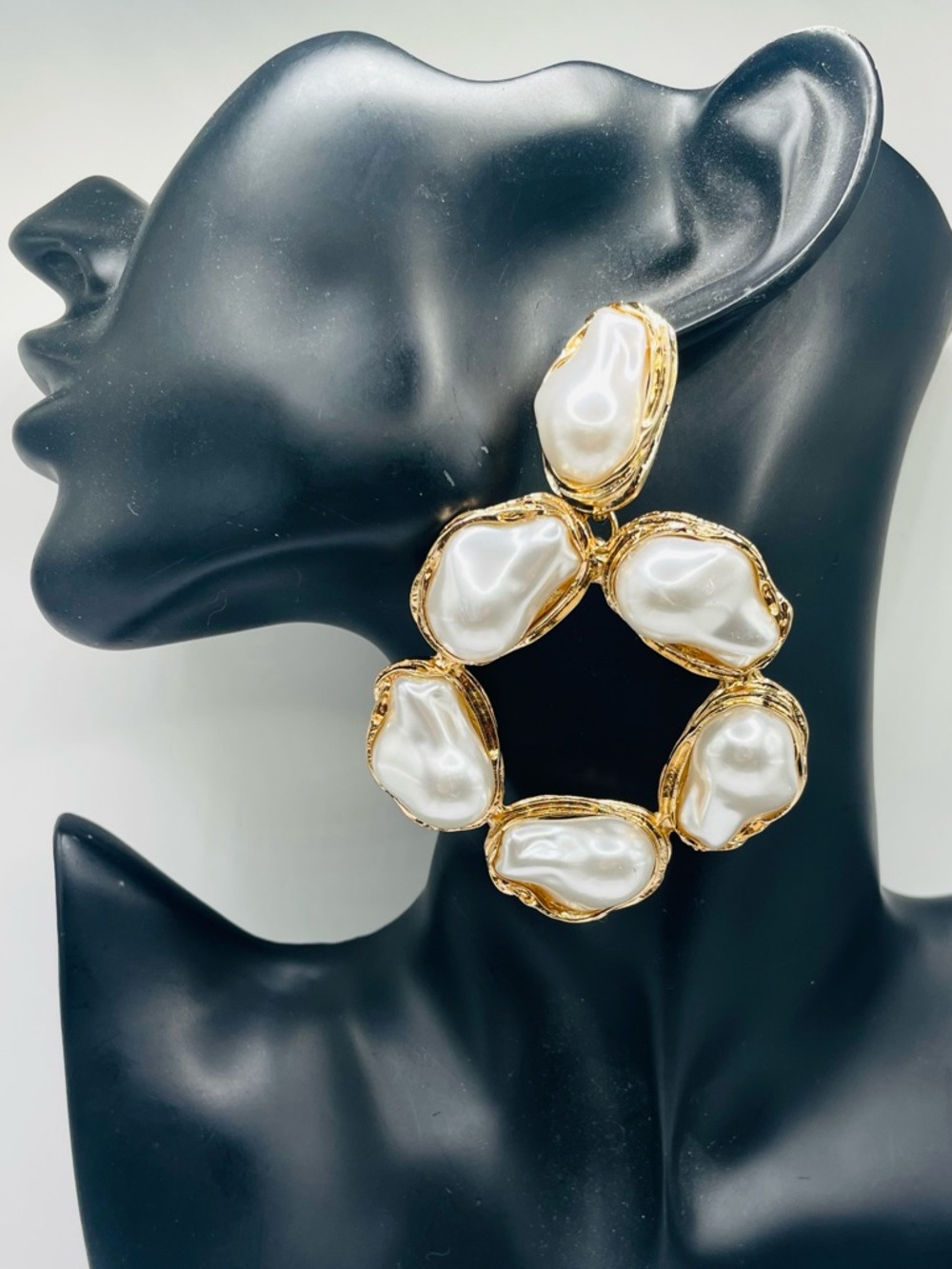 XL Pearl Hoop Earrings